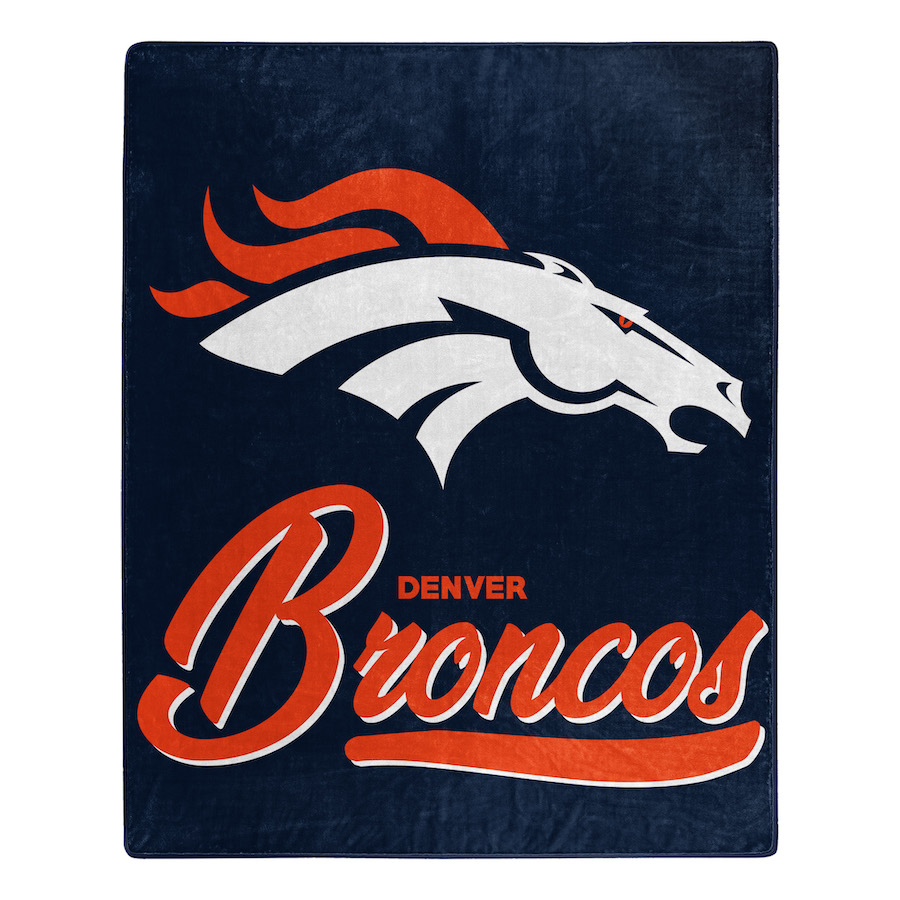 Denver Broncos Plush Fleece Raschel Blanket 50 x 60