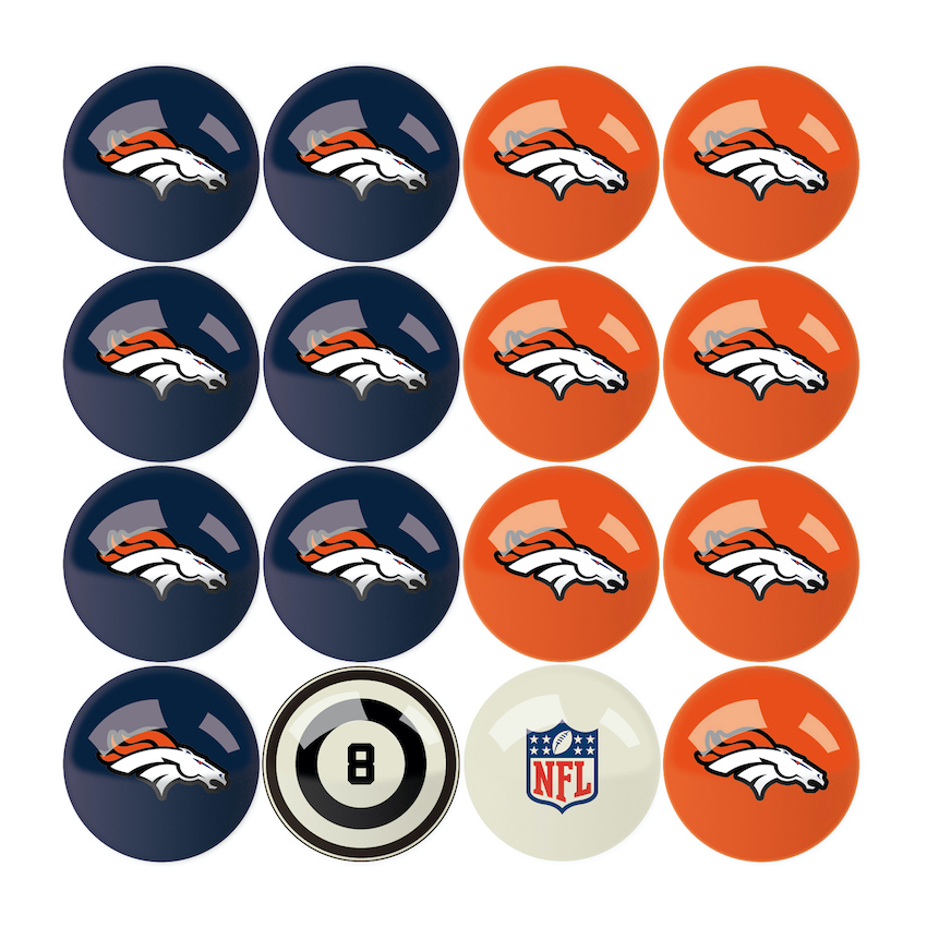 Denver Broncos Billiard Ball Set with Numbers