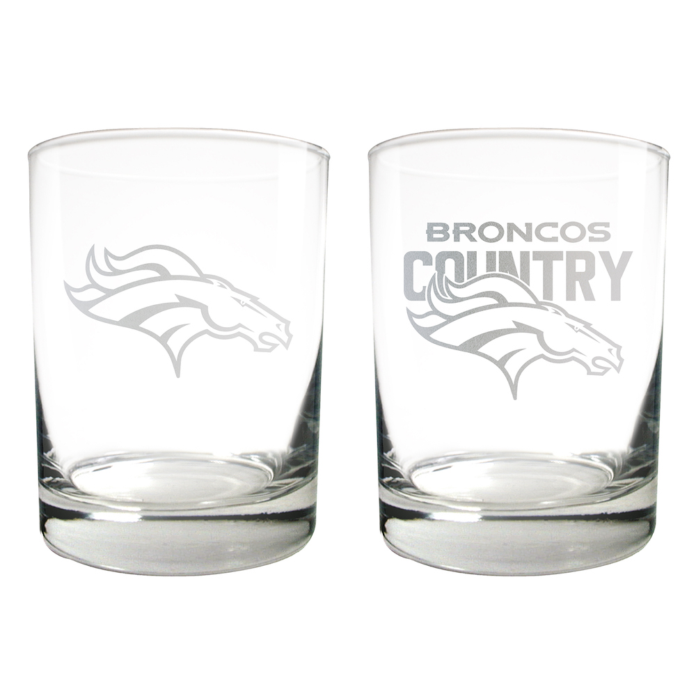 Denver Broncos 2pc Rocks Glass Set