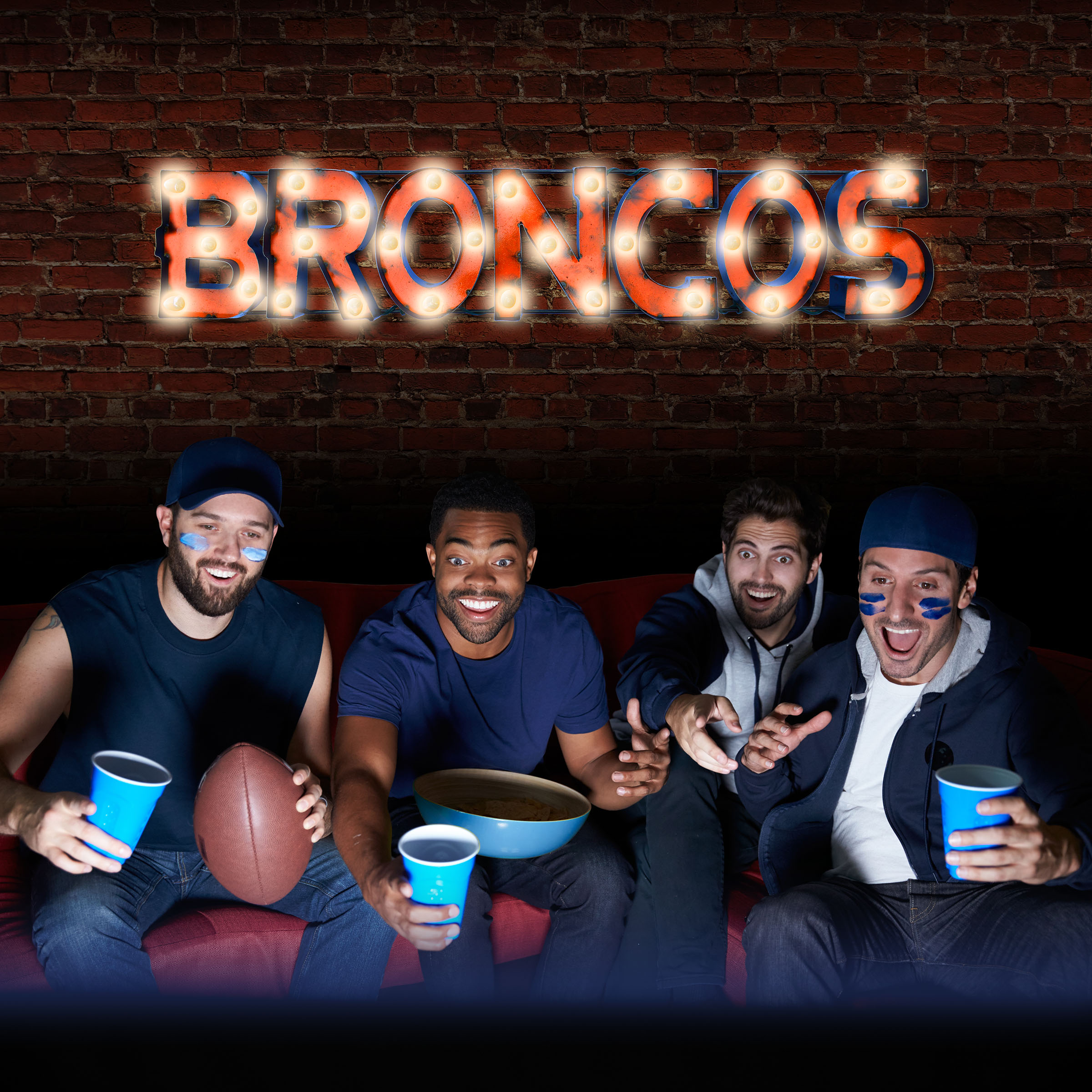 Denver Broncos Recycled Metal Light Sign