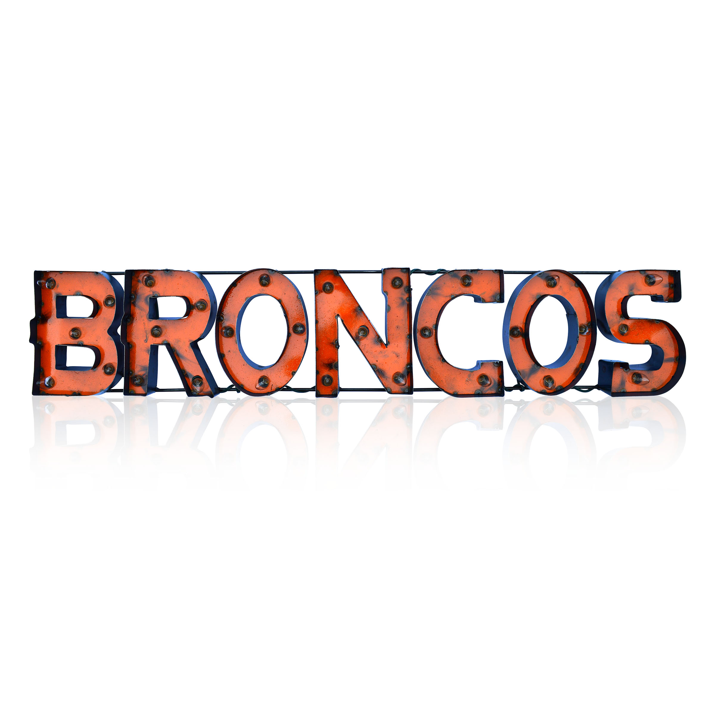 Denver Broncos Recycled Metal Light Sign