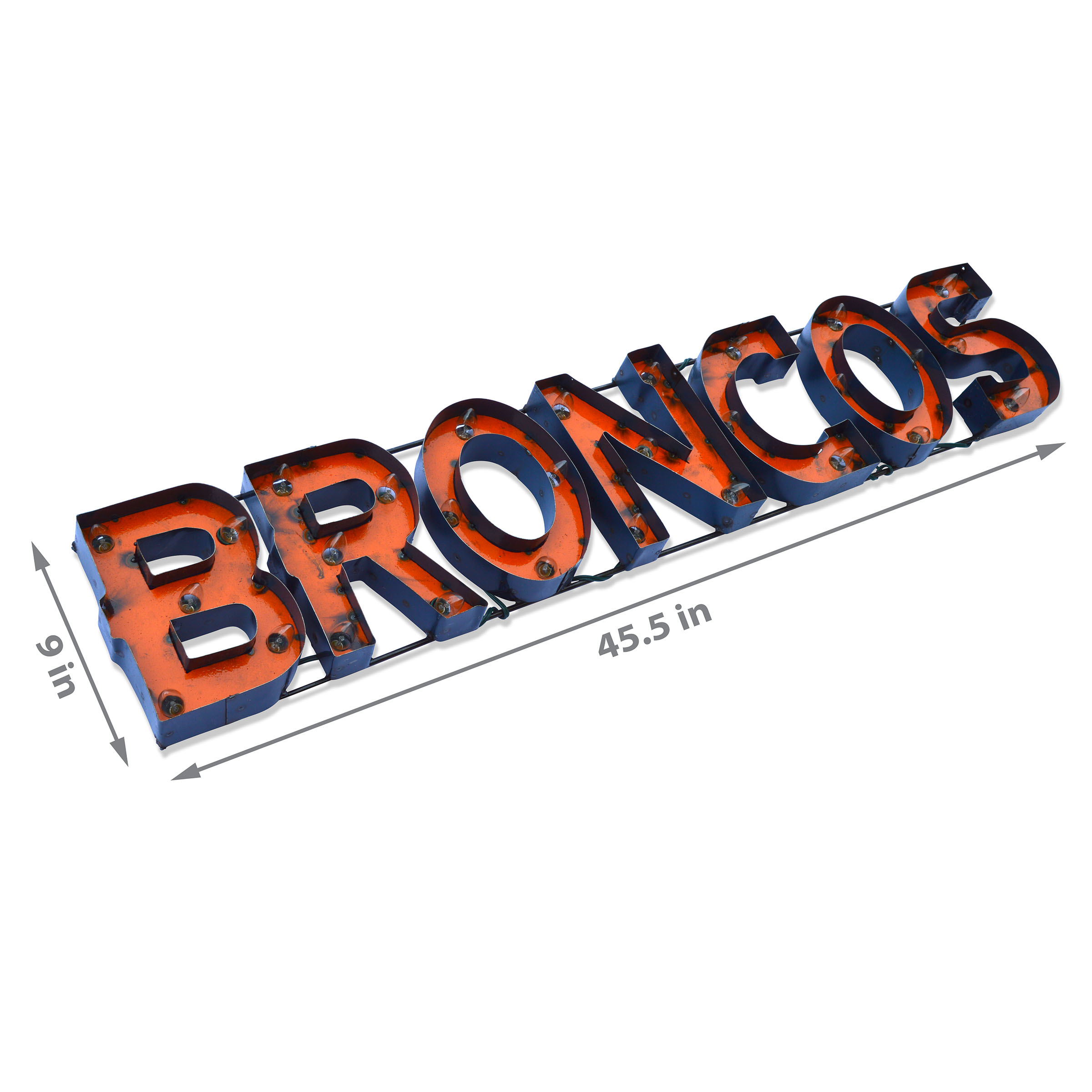 Denver Broncos Recycled Metal Light Sign