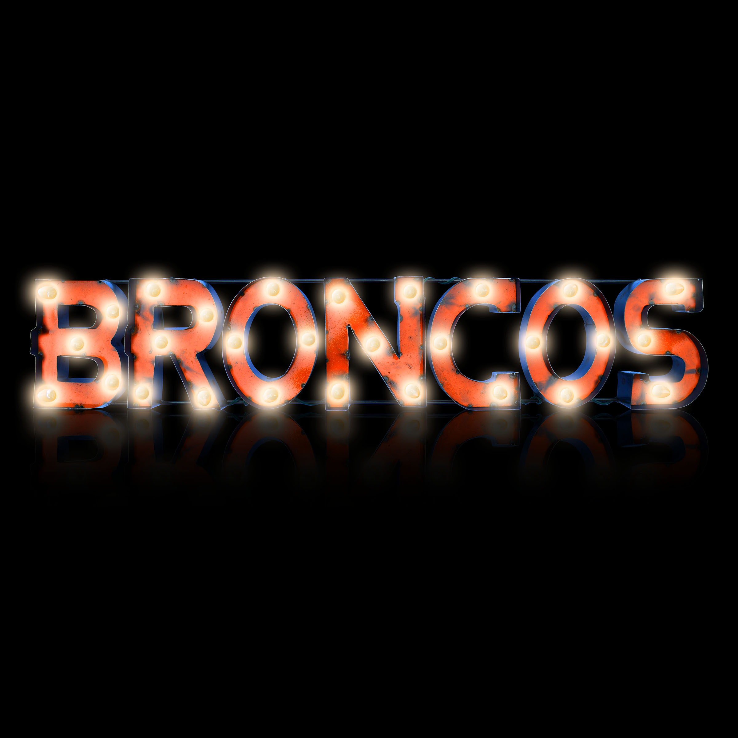 Denver Broncos Recycled Metal Light Sign