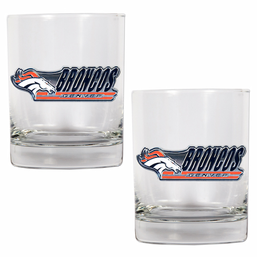 Denver Broncos NFL Logo 2pc Rocks Glass Set