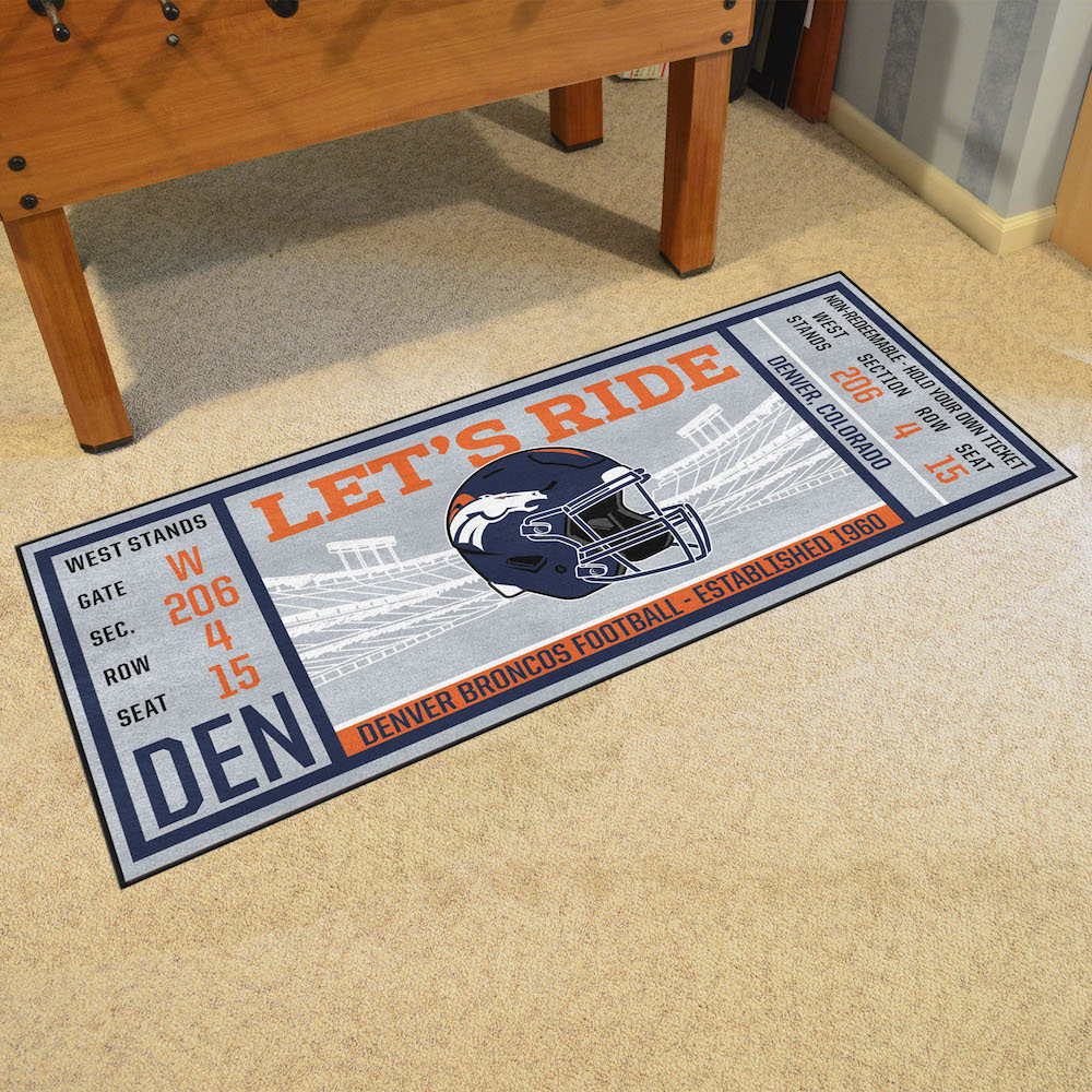 Denver Broncos 30 x 72 Game Ticket Carpet Runner