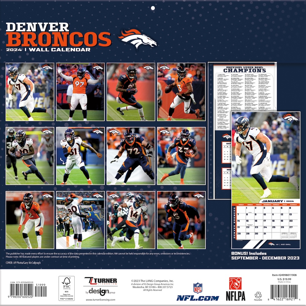 Denver Broncos 2025 NFL Team Wall Calendar