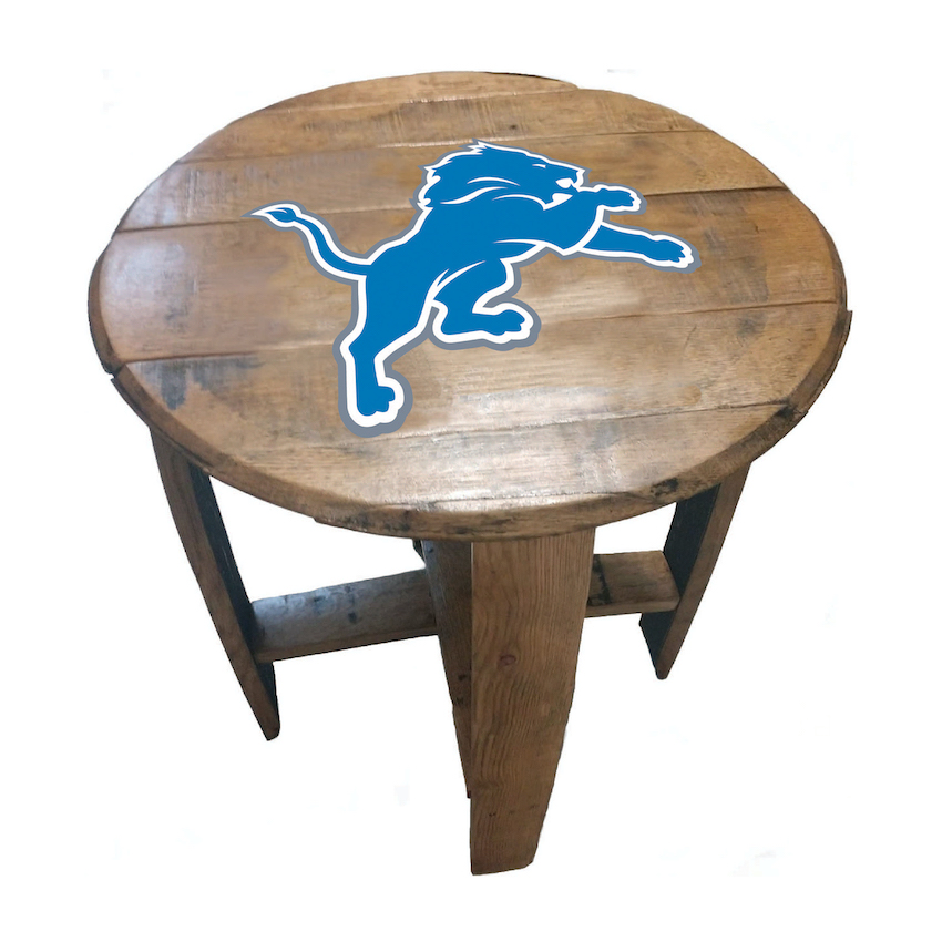 Detroit Lions Oak Barrel Table