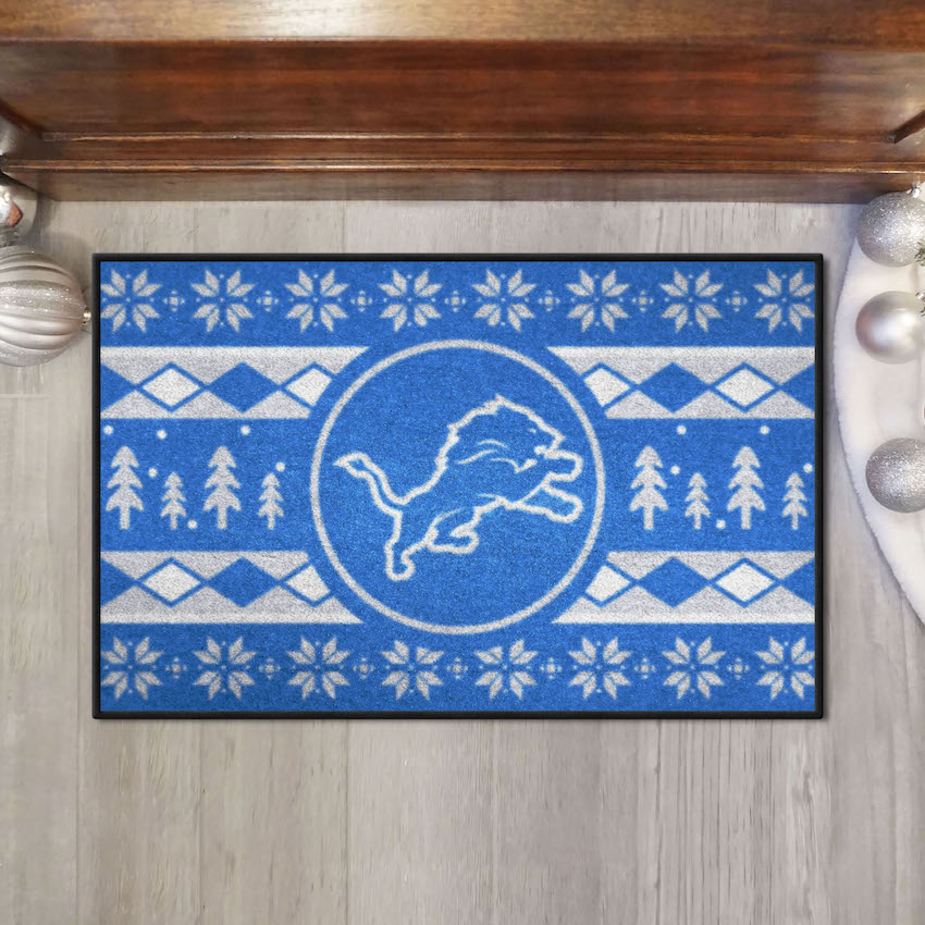 Detroit Lions Holiday Sweater Themed 20 x 30 STARTER Floor Mat