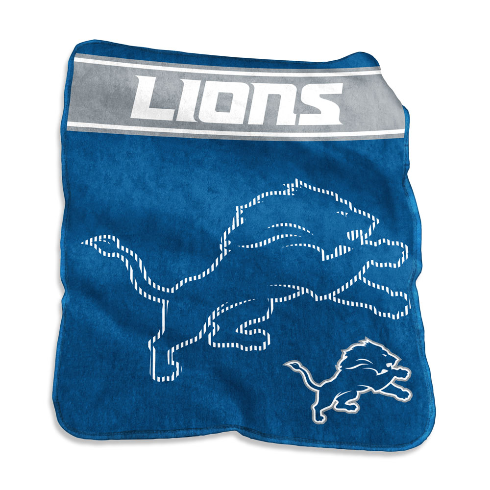 Detroit Lions LARGE Logo Raschel Blanket