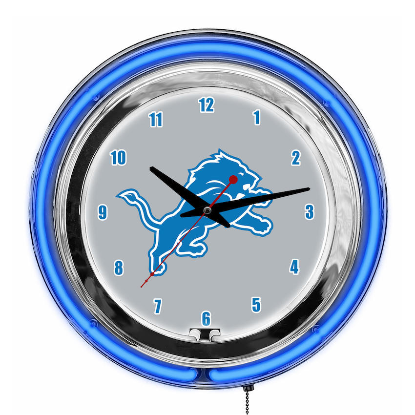 Detroit Lions Chrome NEON Clock 14 inch