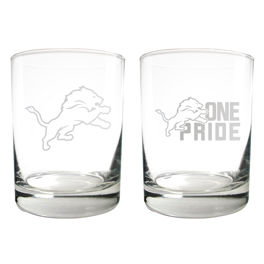 Detroit Lions 2pc Rocks Glass Set