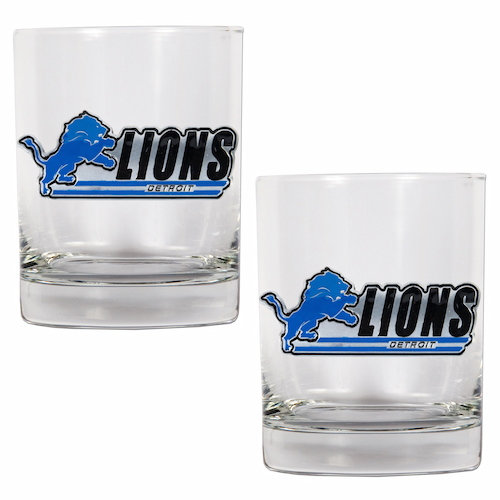 Detroit Lions NFL Logo 2pc Rocks Glass Set