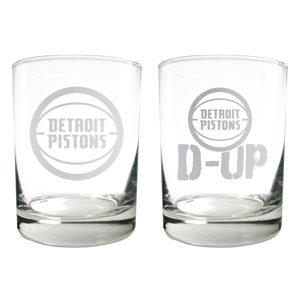 Detroit Pistons 2pc Rocks Glass Set