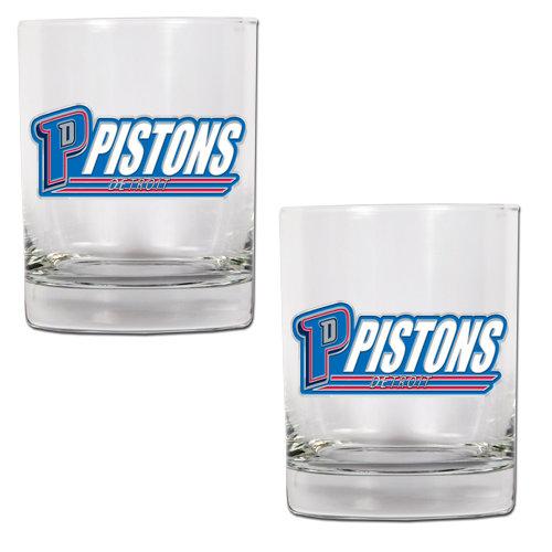 Detroit Pistons NBA Logo 2pc Rocks Glass Set