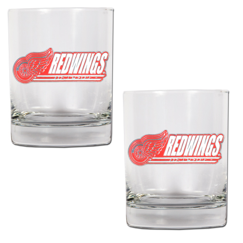 Detroit Red Wings NHL Logo 2pc Rocks Glass Set