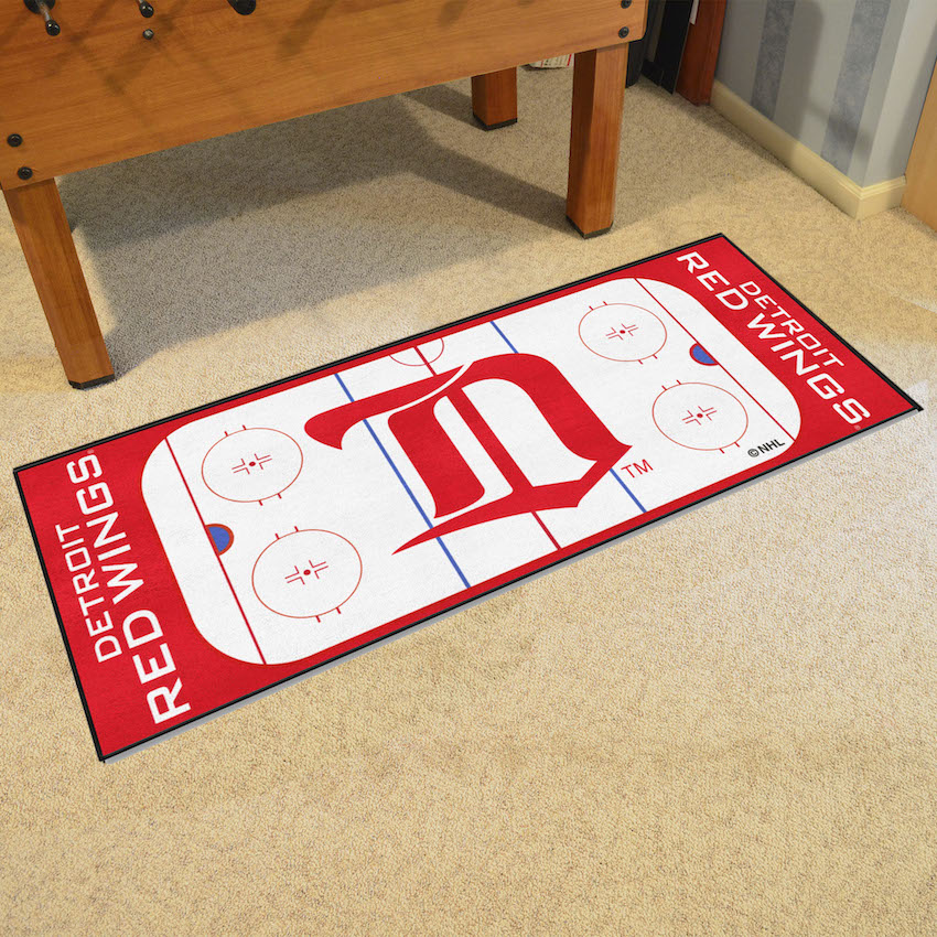 Detroit Red Wings Vintage 30 x 72 Hockey Rink Carpet Runner - Throwback Logo