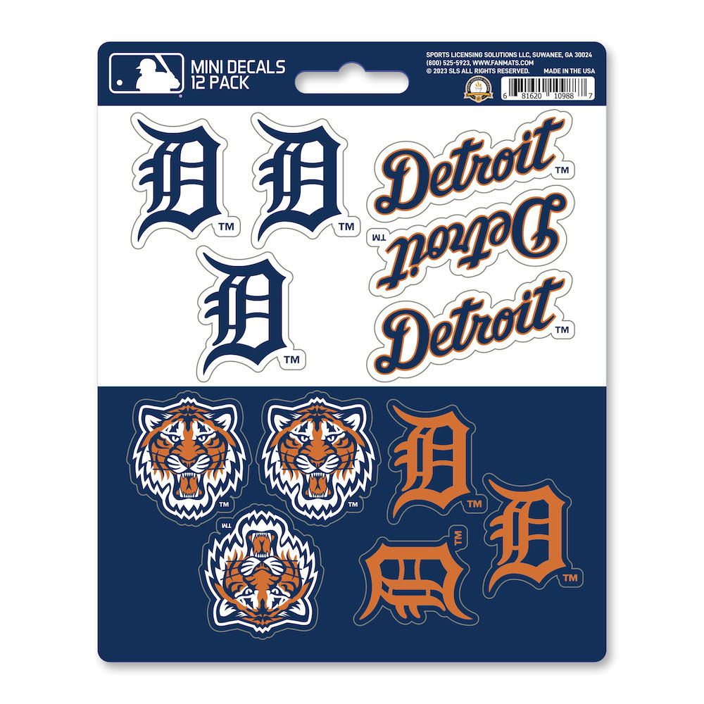 Detroit Tigers Team Logo Mini Decal 12 Pack