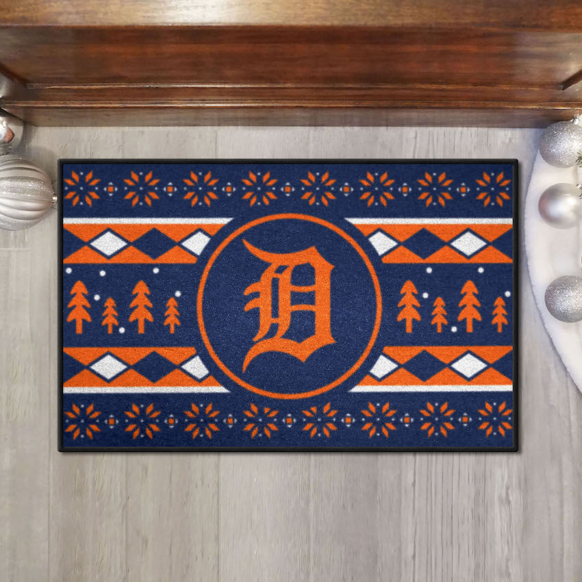 Detroit Tigers ALT LOGO HOLIDAY SWEATER 20 x 30 STARTER Floor Mat