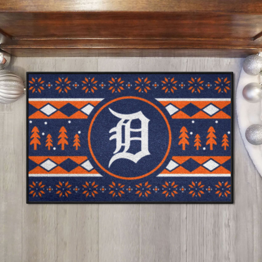 Detroit Tigers Holiday Sweater Themed 20 x 30 STARTER Floor Mat