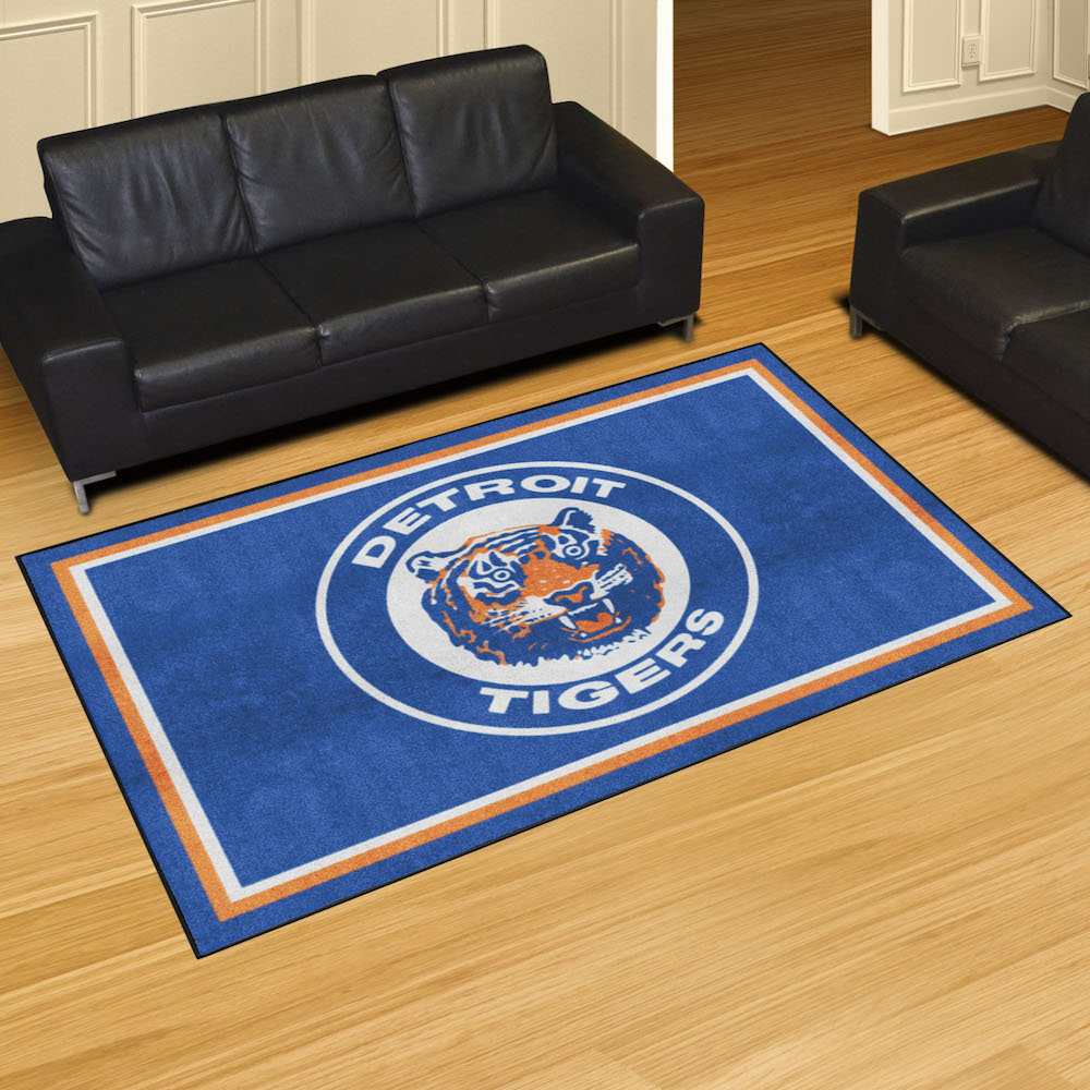 Detroit Tigers MLBCC Vintage 5x8 Area Rug Throwback Logo