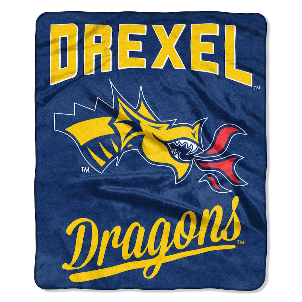 Drexel Dragons Plush Fleece Raschel Blanket 50 x 60