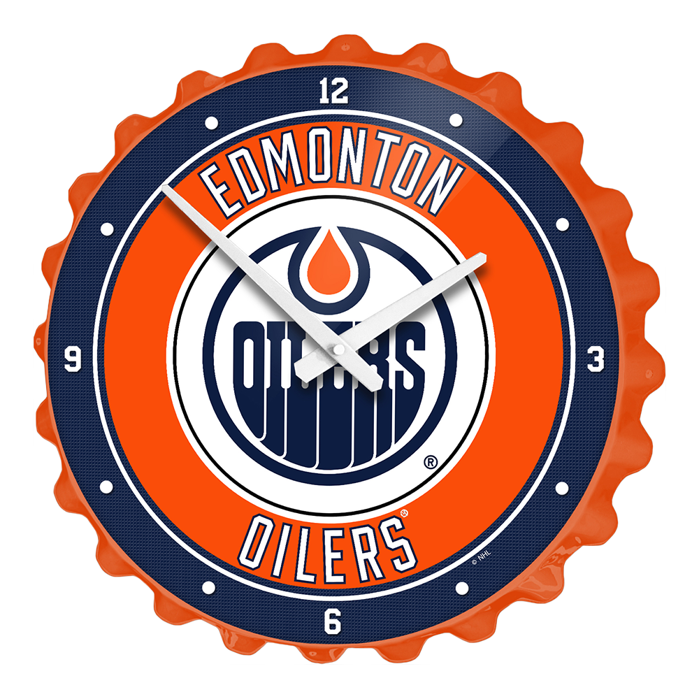 Edmonton Oilers Bottle Cap Wall Clock