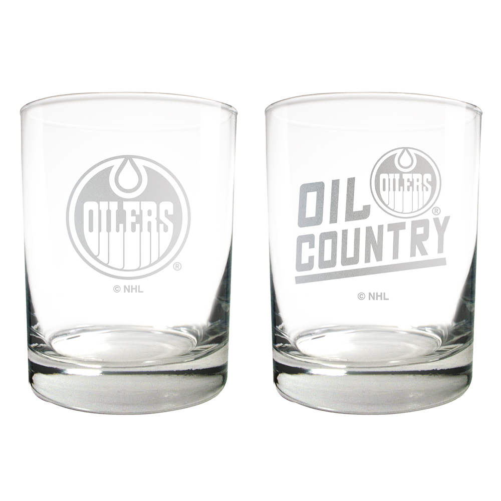 Edmonton Oilers 2pc Rocks Glass Set