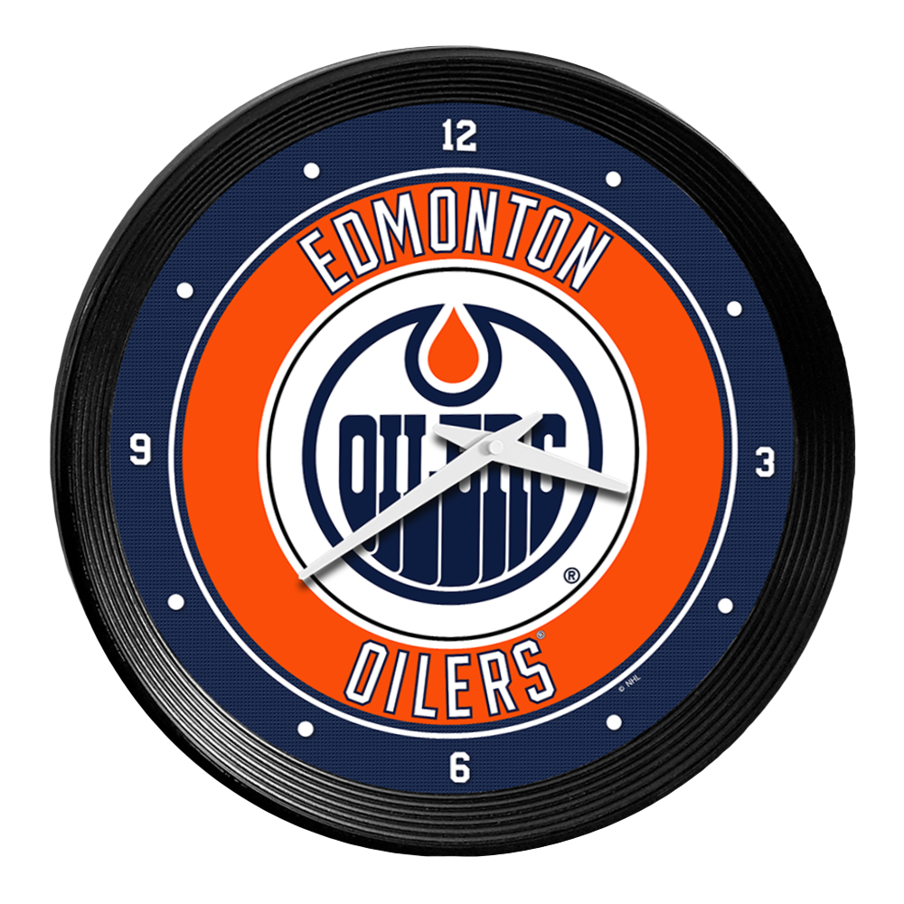 Edmonton Oilers Ribbed Frame Wall Clock