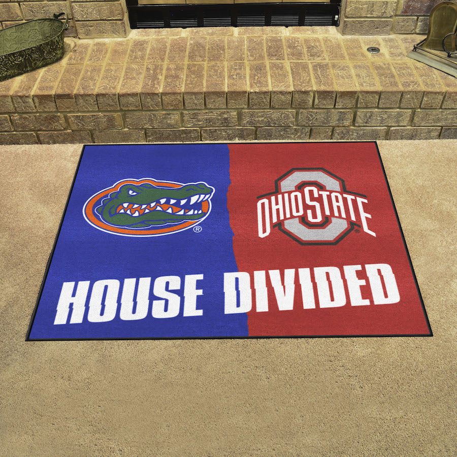 NCAA House Divided Rivalry Rug Florida Gators - Ohio State Buckeyes