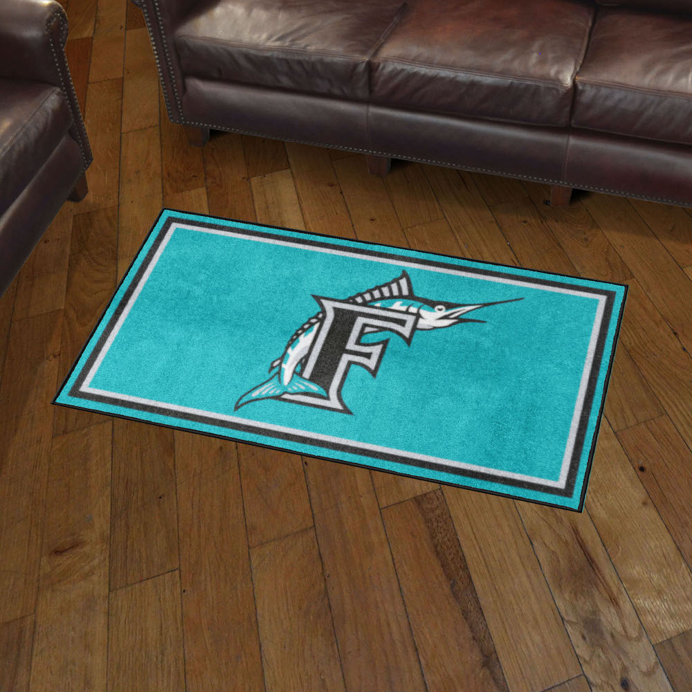 Florida Marlins MLBCC Vintage 3x5 Area Rug Throwback Logo