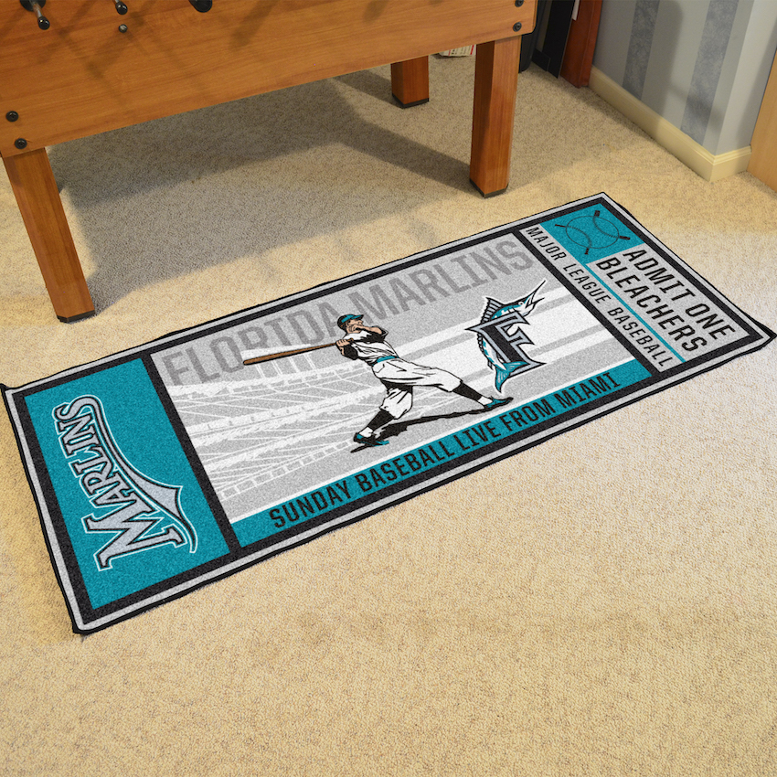 Florida Marlins MLBCC Vintage 30 x 72 Game Ticket Carpet Runner