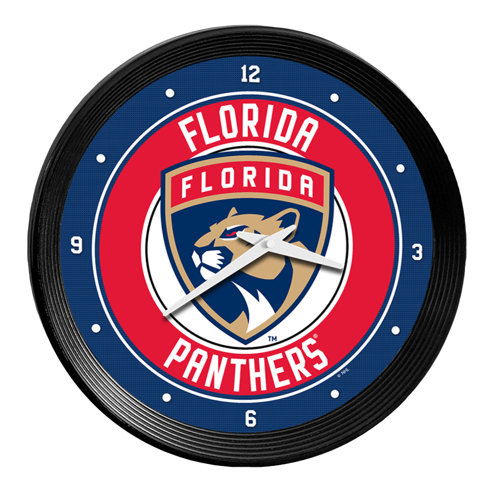 Florida Panthers Ribbed Frame Wall Clock