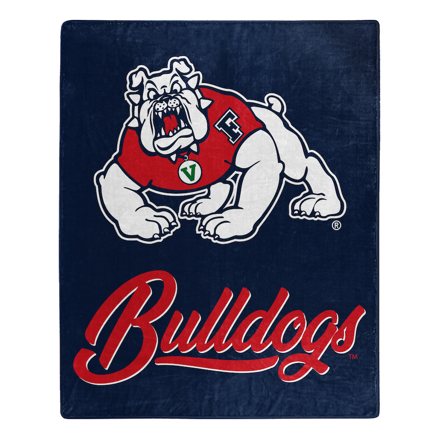 Fresno State Bulldogs Plush Fleece Raschel Blanket 50 x 60
