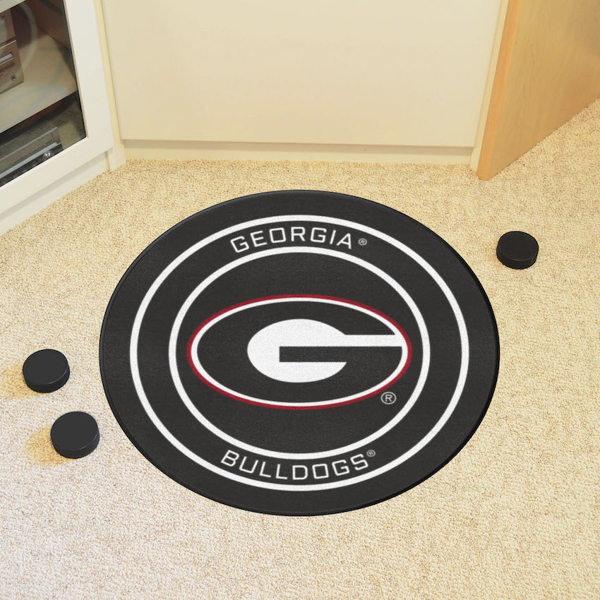 Georgia Bulldogs Round Hockey Puck Mat