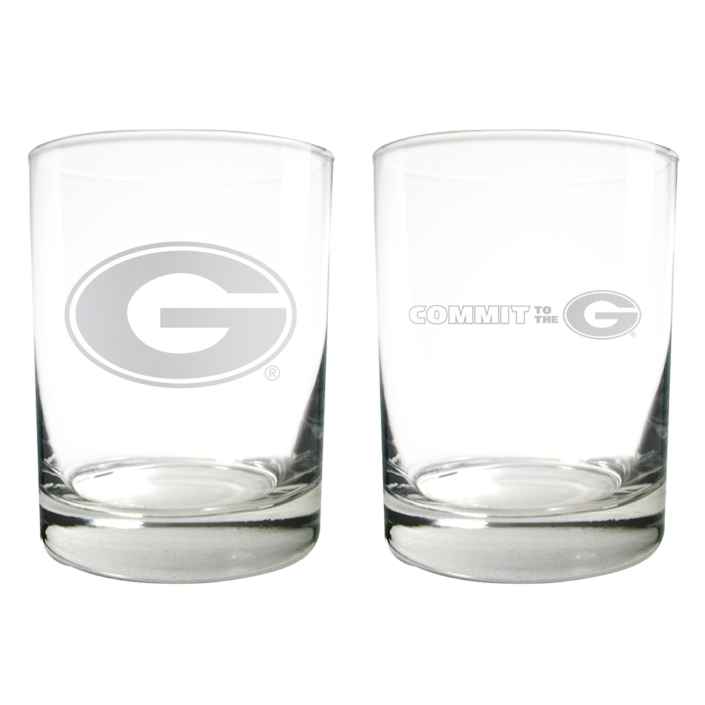 Georgia Bulldogs 2pc Rocks Glass Set