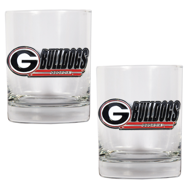 Georgia Bulldogs NCAA Logo 2pc Rocks Glass Set