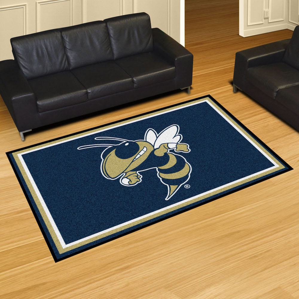 Georgia Tech YELLOW JACKET LOGO 5x8 Area Rug