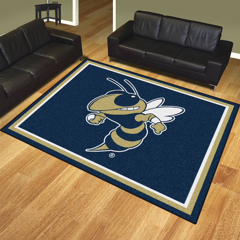 Georgia Tech YELLOW JACKET LOGO Ultra Plush 8x10 Area Rug