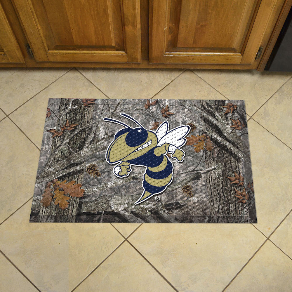 Georgia Tech YELLOW JACKET LOGO Camo Style SCRAPER Door Mat