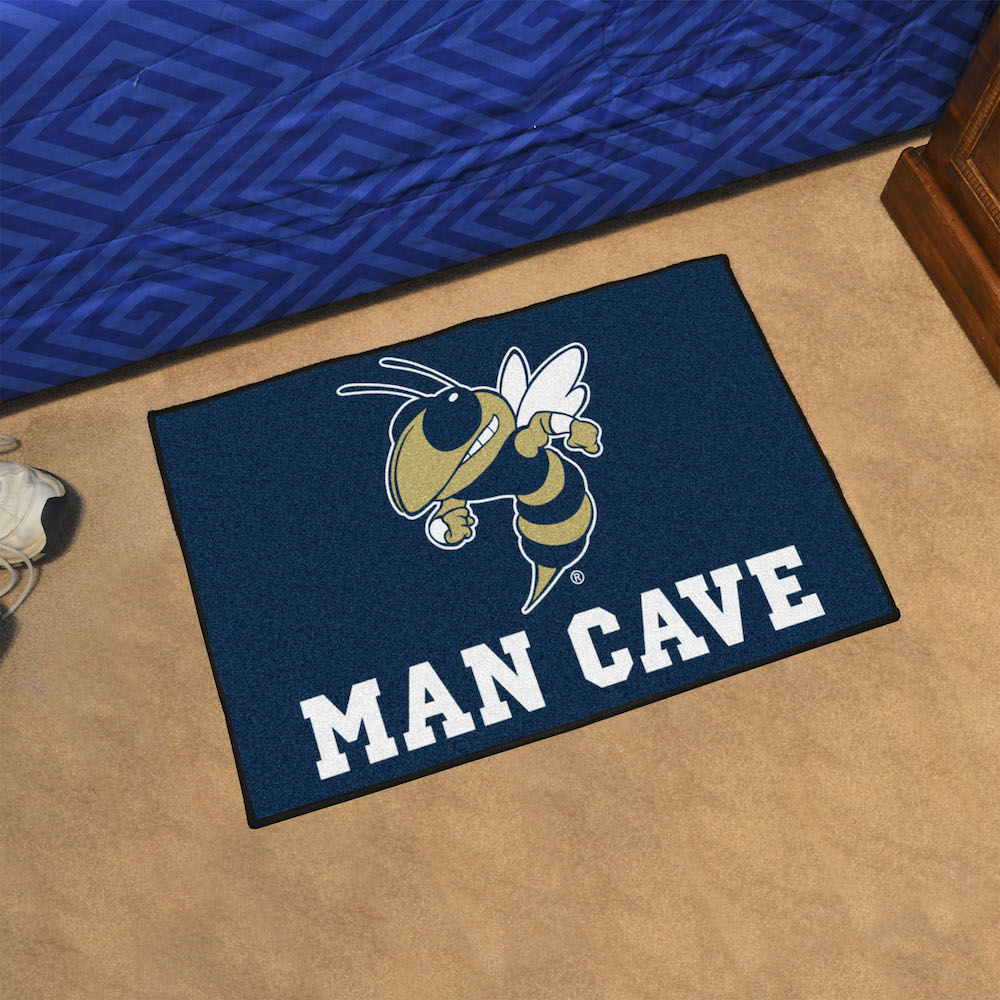 Georgia Tech YELLOW JACKET LOGO MAN CAVE 20 x 30 STARTER Floor Mat