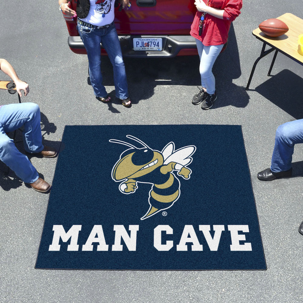 Georgia Tech YELLOW JACKET LOGO MAN CAVE TAILGATER 60 x 72 Rug