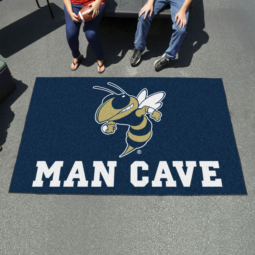 Georgia Tech YELLOW JACKET LOGO UTILI-MAT 60 x 96 MAN CAVE Rug