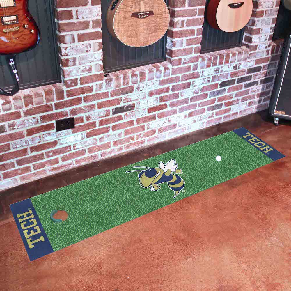 Georgia Tech YELLOW JACKET LOGO Putting Green Mat 18 x 72