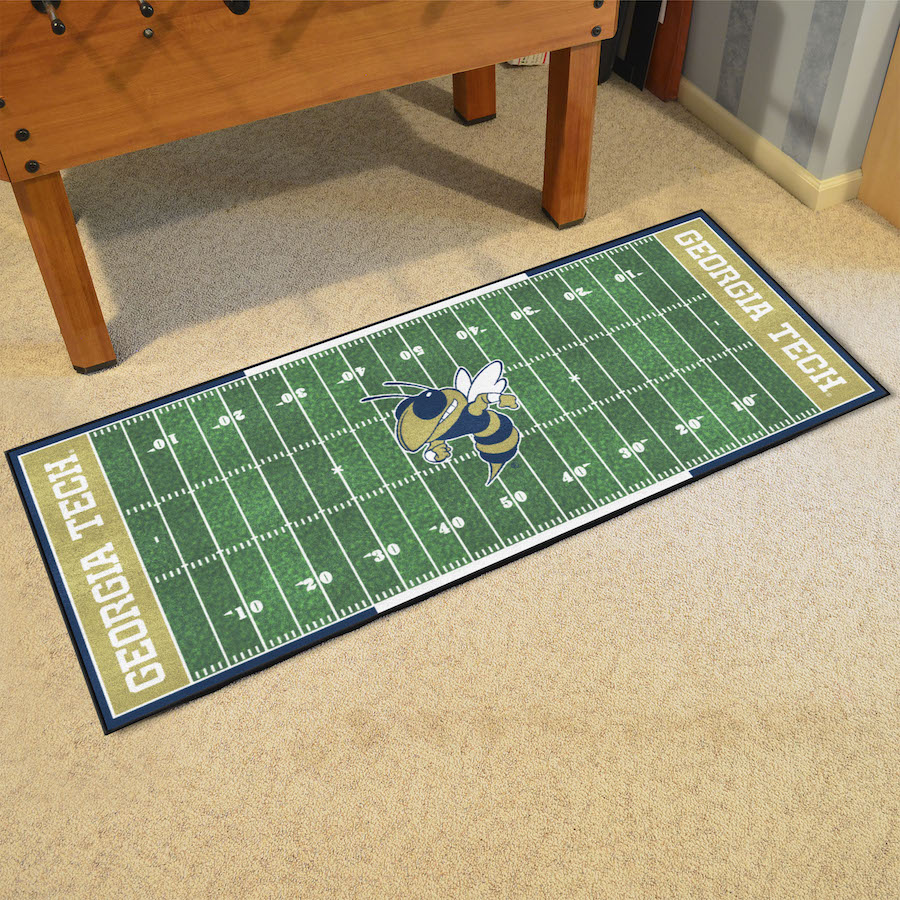 Georgia Tech YELLOW JACKET LOGO 30 x 72 Football Field Carpet Runner