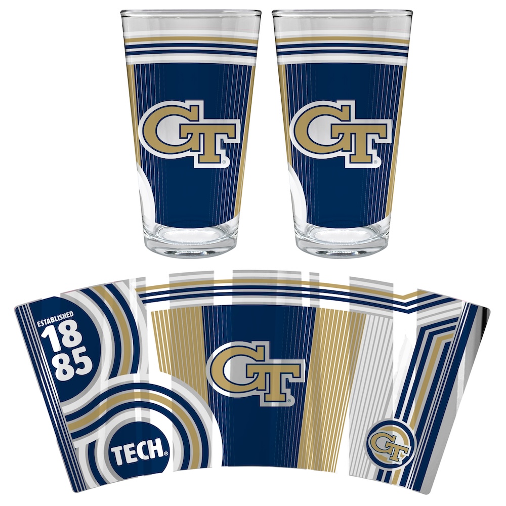 Georgia Tech Yellow Jackets COOL VIBES 2 pc Pint Glass Set