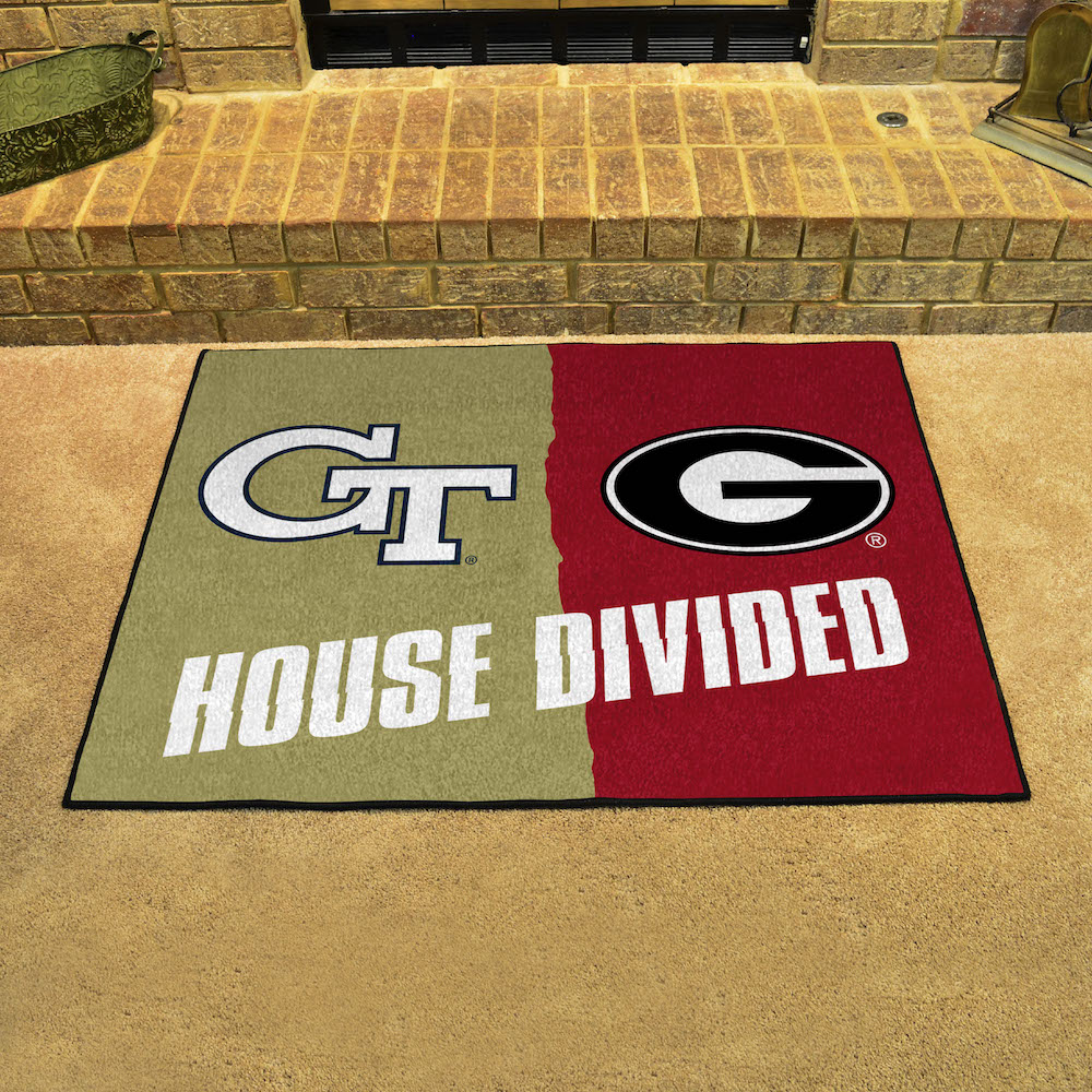 NCAA House Divided Rivalry Rug Georgia Tech Yellow Jackets - Georgia Bulldogs