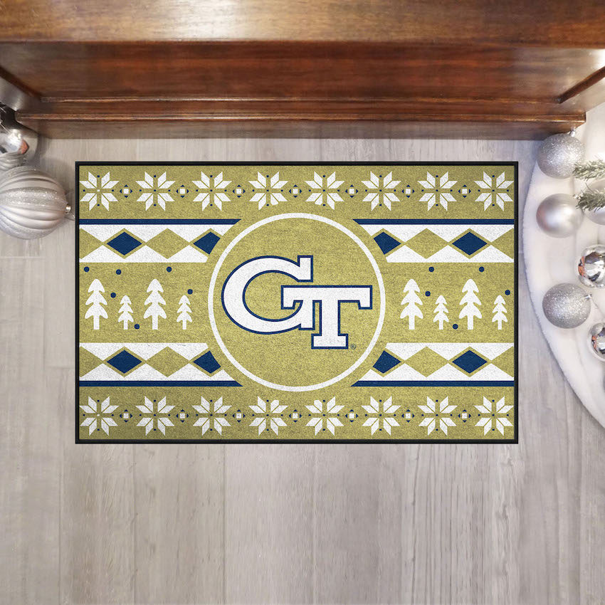 Georgia Tech Yellow Jackets HOLIDAY SWEATER 20 x 30 STARTER Floor Mat