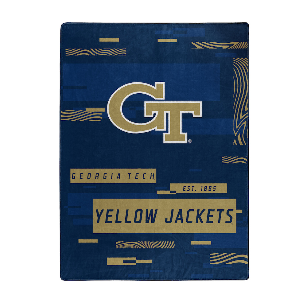 Georgia Tech Yellow Jackets Large Plush Fleece Raschel Blanket 60 x 80