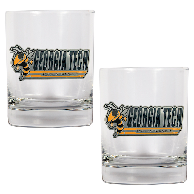 Georgia Tech Yellow Jackets NCAA Logo 2pc Rocks Glass Set