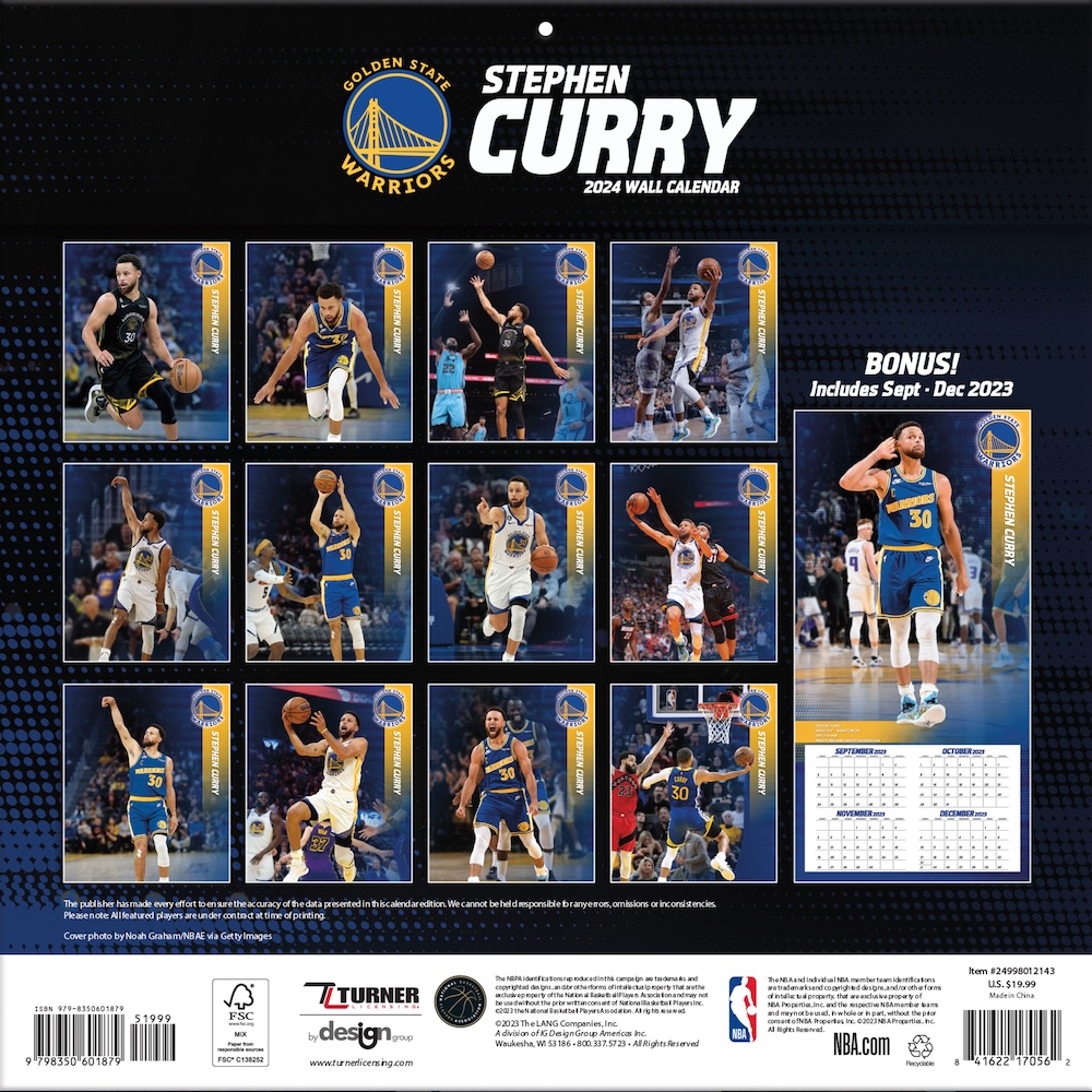 Golden State Warriors Stephen Curry 2020 Wall Calendar 